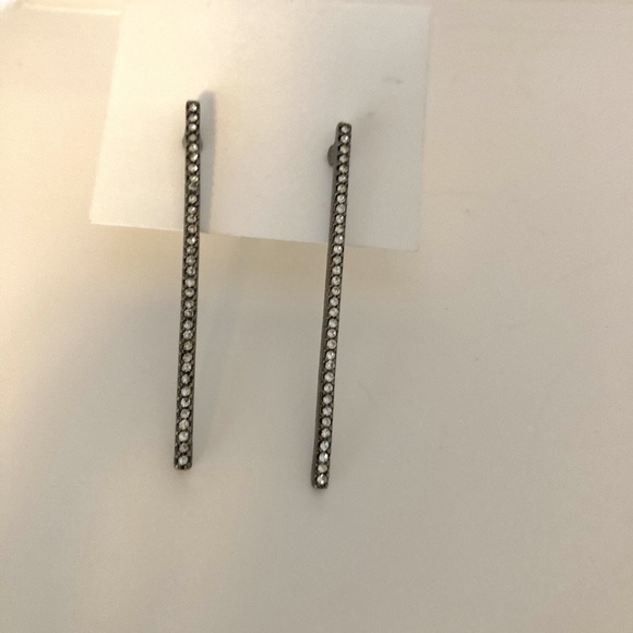 Classy Rhinestone Bar Earrings - Picture 2 of 7